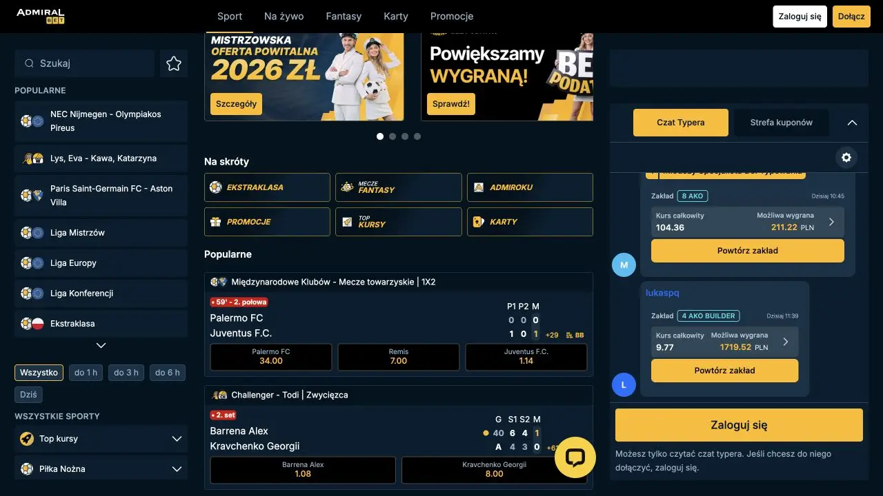 Oficjalna identyfikacja AdmiralBet używana w polskim serwisie