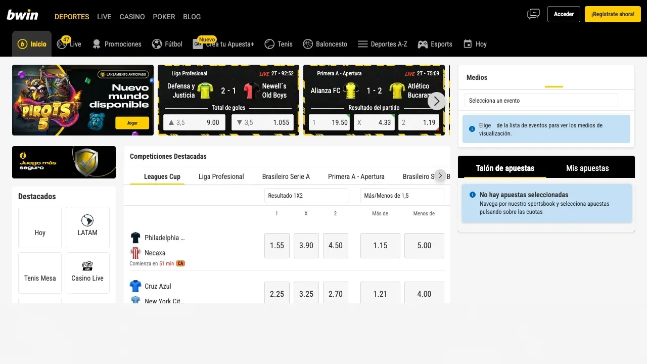 Publiczny interfejs bwin pokazany w celach identyfikacyjnych, bez promocji gry w Polsce